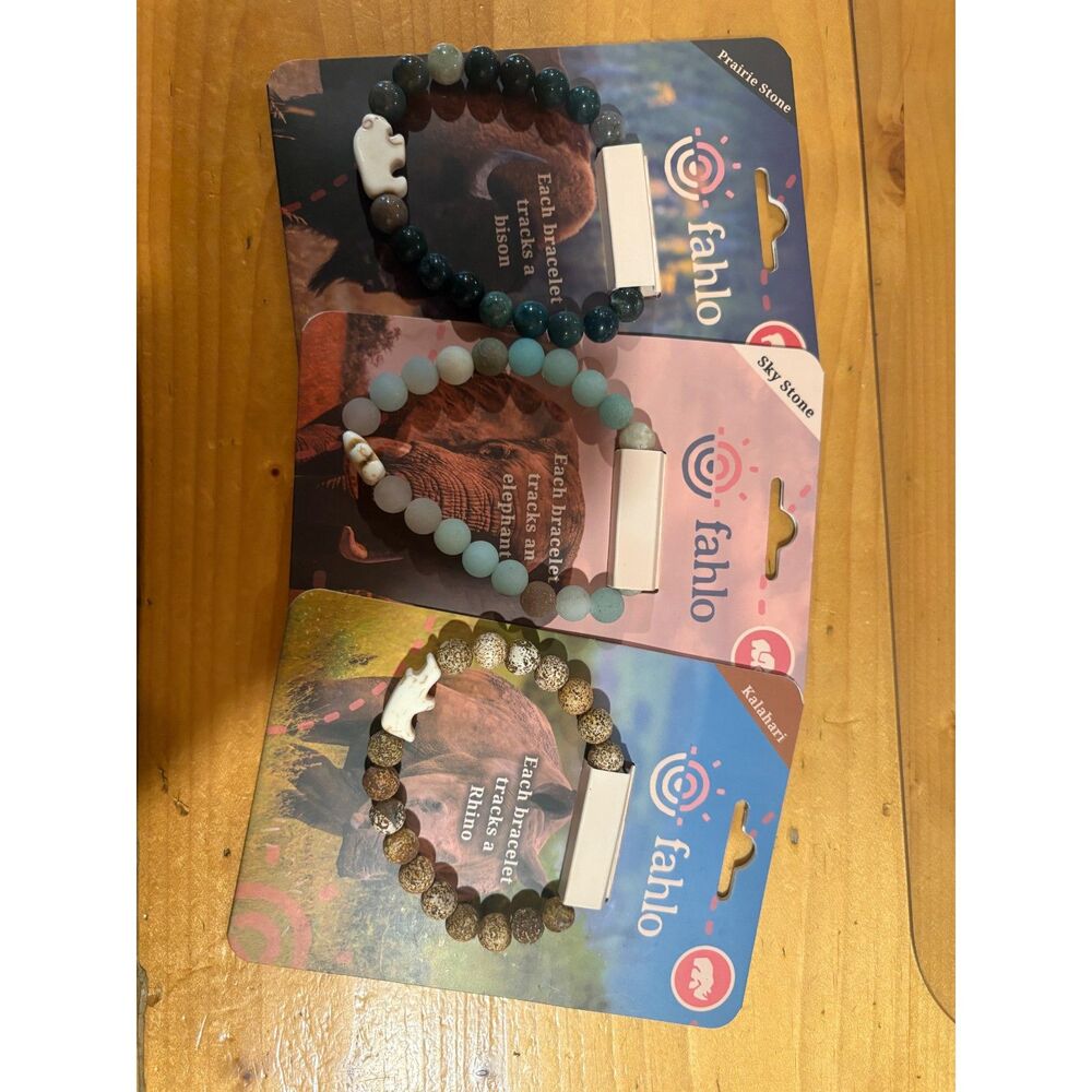3 Fahlo bracelets Bison, Elephant, Rhino